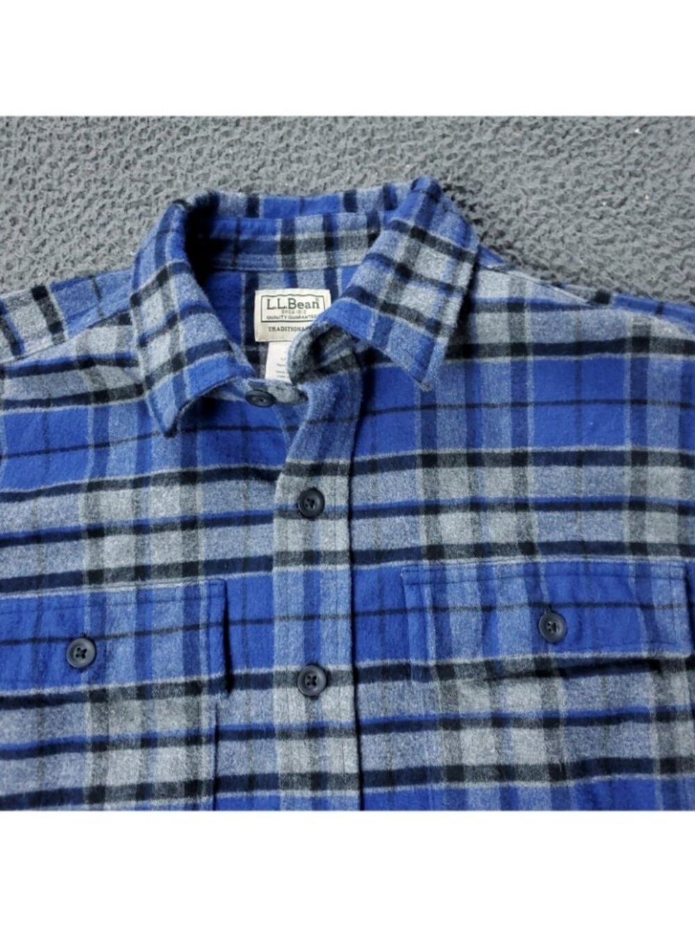VINTAGE LL Bean Button Shirt Mens M Medium Plaid Thick Flannel Long Sleeve Blue